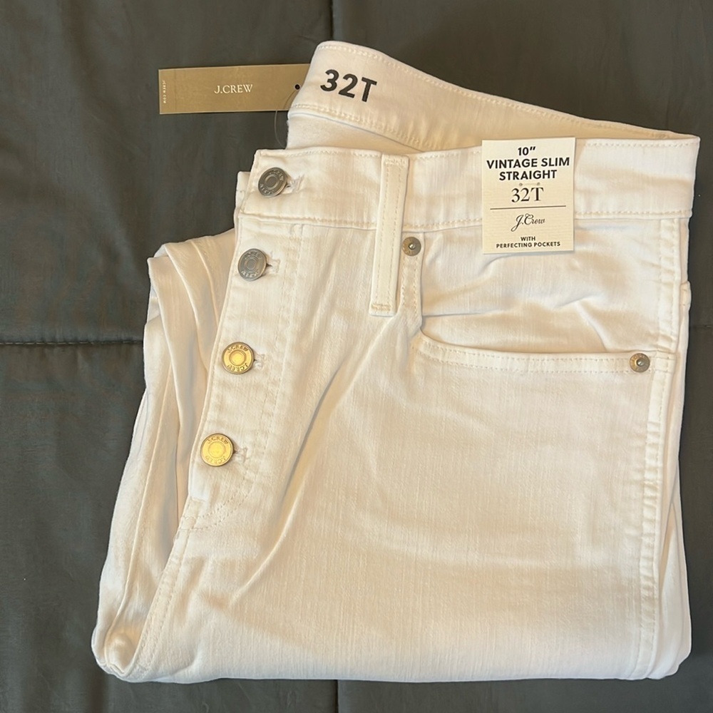 JCrew Vintage Slim Straight Jean White Size 32 Tall NWT